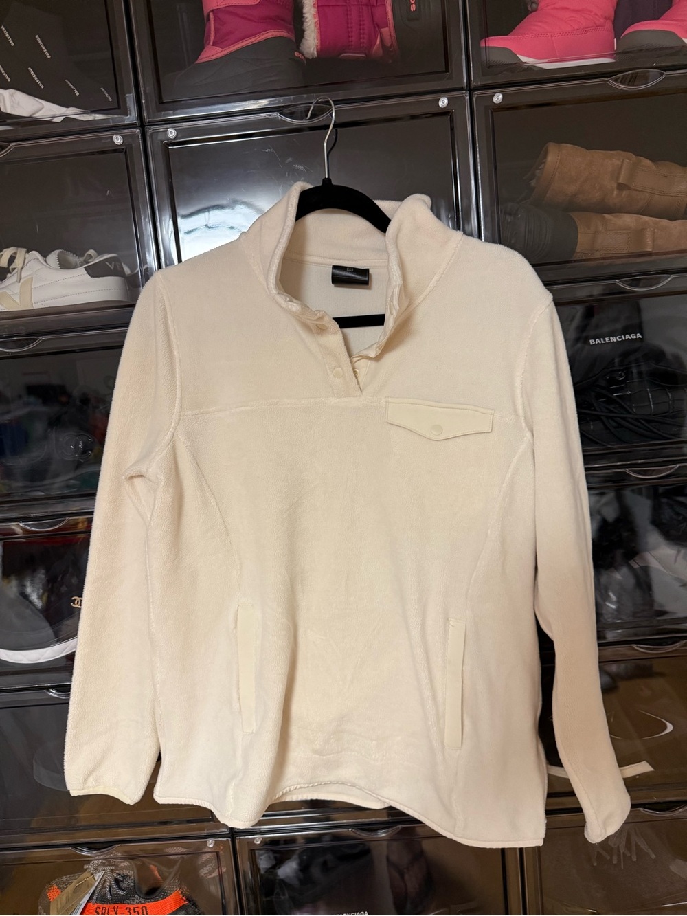 Men's Cream Fleece Pullover Sweater
